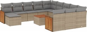 vidaXL Set canapele de grădină, 13 piese, cu perne, bej, poliratan
