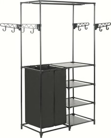 vidaXL Cuier haine, Oțel și textil nețesut, 87x44x158 cm Negru