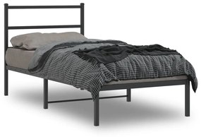 355358 vidaXL Cadru pat metalic cu tăblie, negru, 90x200 cm