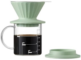 Cana cu filtru de cafea Buydeem CD1024-CG, 300 ml, Sticla borosilicata, Otel inoxidabil, Verde