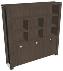 Dulap înalt Verno+ S 200 x 46 x 210 cm, cu rafturi, stejar antracit / negru