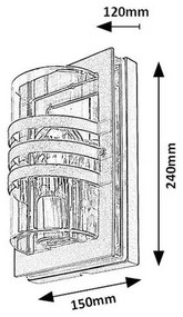 Lampă murală Rabalux Orlova 7244 din metal, de exterior,