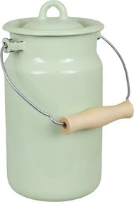 Bidon de lapte mic vintage din email, verde, Ø14,5×H20 cm, 2L, „Emil's Enamel Green"