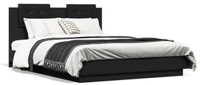 3209948 vidaXL Cadru de pat cu tăblie, negru, 140x190 cm, lemn prelucrat