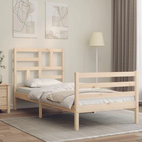 3194856 vidaXL Cadru de pat cu tăblie single mic, lemn masiv
