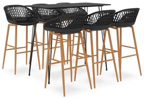vidaXL Set mobilier de bar, 7 piese, negru