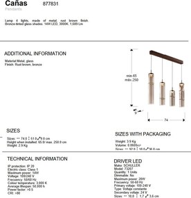 Lustra liniara cu 4 pendule suspendate LED Canas