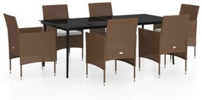 3099327 vidaXL Set de servit masa pentru grădină, 7 piese, maro și negru