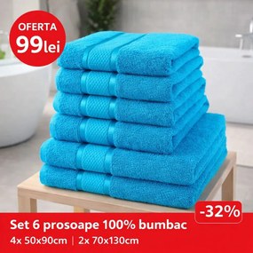 Set 6 Prosoape ROYAL Premium – 100% Bumbac Pieptănat, 550 g/mp, Ultra-Absorbante și Pufoase