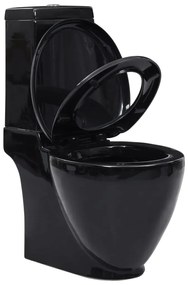 Toaleta, negru, ceramica, flux de apa in spate