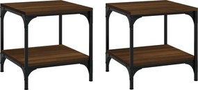 vidaXL Măsuțe laterale, 2 buc. stejar maro 40x40x40 cm lemn prelucrat