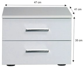 Set dormitor (dulap + pat 160x200 + 2x noptieră), alb/alb lucios HG, ASIENA