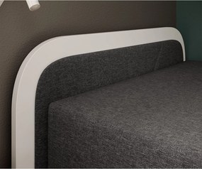 Pat alb/gri închis tapițat/din placă aglomerată de lemn cu spațiu de depozitare cu saltea 80x190 cm Parys – ELTAP