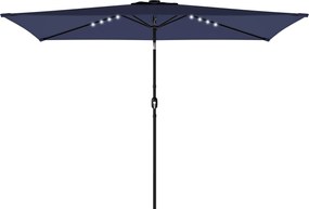 Outsunny Umbrelă de grădină cu 24 de lumini LED solare Copertină înclinabilă Stâlp metalic 2,9x2,5 m albastru închis | Aosom Romania