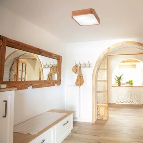 Plafonieră OAK SQUARE 2xE27/15W/230V 35x35 cm stejar