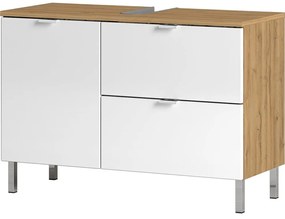 Dulap sub chiuvetă în decor de stejar Germania Mauresa, lățime 80 cm, alb