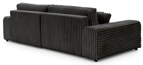 Colțar gri închis extensibil, cu spațiu de depozitare, cu tapițerie din catifea reiată (cu colț pe partea dreaptă) Sarina – Ropez