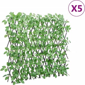 vidaXL Spalier iederă artificială extensibil, 5 buc., verde, 180x65 cm