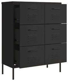 Dulap cu sertare, negru, 80x35x101,5 cm, otel Negru, 1, 1