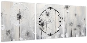 Tablou - Păpădii, pictură (cu ceas) (90x30 cm)