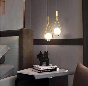 Pendul Cu Doua Globuri, Soclu E14, Auriu
