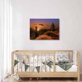 Tablou pe sticlă naturii cu apus de soare (70x50 cm)