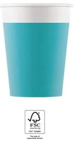 Colorat Unicolour Turcoaz, pahar de hârtie albastru 8 buc 200 ml FSC
