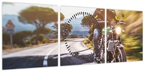 Tablou - Motociclist (cu ceas) (90x30 cm)