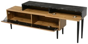 Comodă TV pentru living cu design unic, Culoare naturală | Aosom Romania