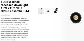Spot LED incastrabil TULIPA Black recessed downlight 10W 24° 2700K CRI90 casambi IP44