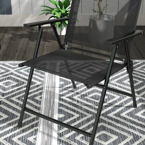Outsunny Set de Exterior din 3 Piese cu Masă cu Blat din Sticlă și 2 Scaune Pliabile din Plasă, Ф45x50 cm, Gri Deschis | Aosom Romania