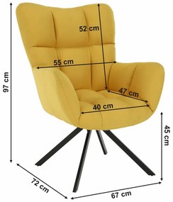 Fotoliu de design rotativ, galben negru, KOMODO