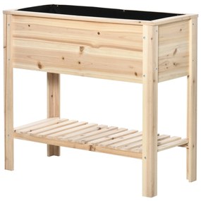 Outsunny Jardiniera sur pieds potager cu etajere din lamele 90 x 40 x 81 cm inserții de irigare, geotextil inclus lemn masiv | Aosom Romania