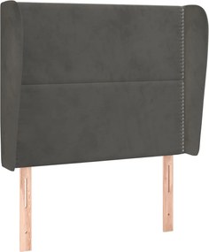 vidaXL Tăblie de pat cu aripioare gri închis 93x23x118/128 cm catifea