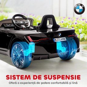 Mașină electrică pentru copii 3-8 ani cu licență BMW cu telecomandă, claxon și faruri, 115x67x45cm negru-roșu-albastru deschis HOMCOM | Aosom Romania