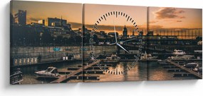 Tablou - orașul port (cu ceas) (90x30 cm)