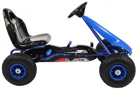 Kart cu pedale pentru copii NOVOKIDS® Super Racer PRO, Cu roti gonflabile din cauciuc, Carena, 3-7 ani , Maxim 30 kg, Structura metalica, Frana de