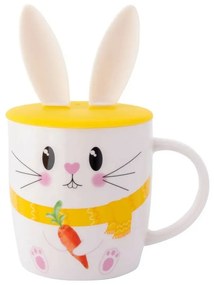 Altom Cană din porțelan Rabbit cu capac dinsilicon, 400 ml