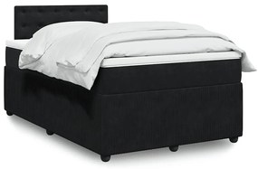 vidaXL Pat box spring cu saltea, negru, 120x200 cm, catifea