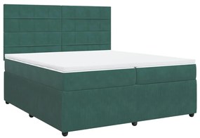 3292433 vidaXL Pat box spring cu saltea, verde închis, 200x200 cm, catifea