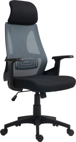 HOMCOM Scaun Ergonomic de Birou cu Suport Lombar, Tetieră și Înălțime Reglabilă, 66x58x115-123 cm, Negru | Aosom Romania
