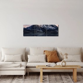 Tablou lacul cu munte (cu ceas) (90x30 cm)