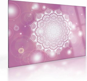 Tablou pe sticlă - Mandala pe fundal roz (70x50 cm)
