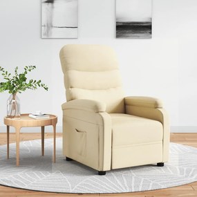 321225 vidaXL Fotoliu rabatabil, crem, material textil