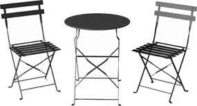 Outsunny Set Bistro Exterior, Mobilier Pliabil cu Masă și 2 Scaune, Negru | Aosom Romania