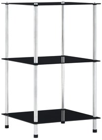 vidaXL Raft cu 3 niveluri, negru, 40 x 40 x 67 cm, sticlă securizată
