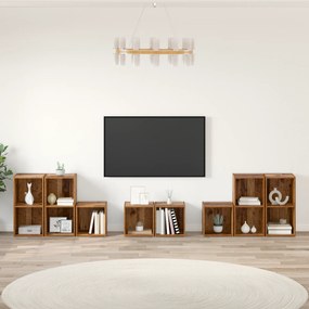 vidaXL Set dulap TV cu raft cu depozitare 8 pcs Lemn Vechi Lemn compozit