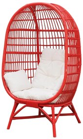Fotoliu rosu din rattan, perne decorative incluse, Passoa