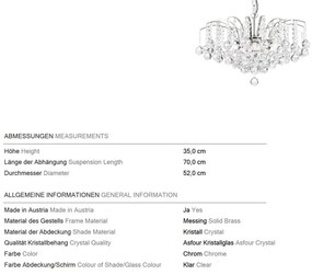 Candelabru cristal Asfour design lux KRISTALL KLASSISCH 6L chrome plated/clear crystal