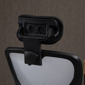 Vinsetto Scaun de Birou Rotativ Scaun de Oficiu cu Înălțime Ajustabilă Spătar Înclinabil Tetieră Reglabilă și Suport Lombar Tapitat în Mesh Respirabil Alb | Aosom Romania